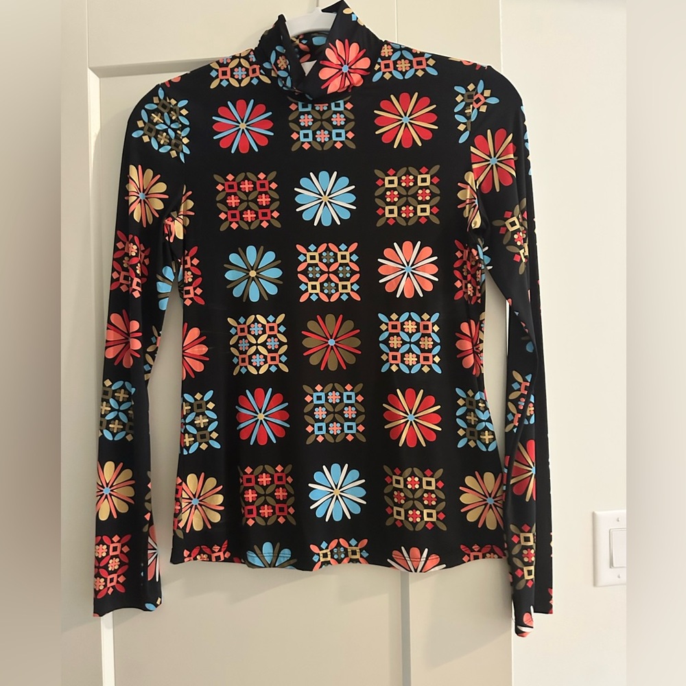 LA DoubleJ Multicolor Geometric Floral Long Sleeve Top